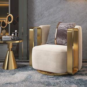 <span class=keywords><strong>Sillón</strong></span> <span class=keywords><strong>Giratorio</strong></span> Individual de Estilo Italiano Moderno con Estructura de Hierro <span class=keywords><strong>Sillón</strong></span> Reclinable para Sala de Estar, Hotel, Salón de Belleza, Recepción - Product Image 6