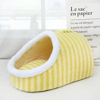 Coussin rond pour chat rayé, écologique, avec housse amovible, 100% coton, lavable à la main, coussin chaud pour animaux de compagnie pour l'hiver