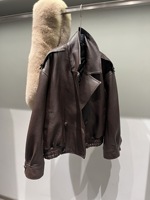 Veste bomber en cuir véritable ODM OEM, coupe ample, col en fourrure de renard amovible, veste d'hiver pour femmes