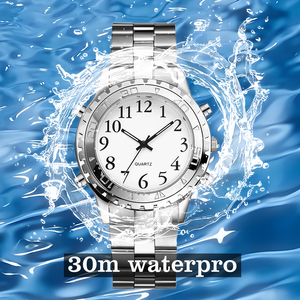 Orologio al Quarzo di Lusso Parlante con Quadrante Analogico in Vetro e Voce Digitale in Inglese per <span class=keywords><strong>Non</strong></span> <span class=keywords><strong>Vedenti</strong></span>/Ipovedenti e Anziani, Impermeabile - Product Image 2