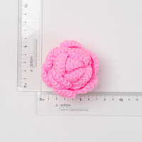 Usine pas cher prix crochet tête de fleur simple bulle rose branche en gros laine fleurs tricotées pour cadeaux de saint valentin