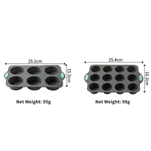 Grey không dính Silicone 6 & 12-khoang bánh khuôn nhà bếp nướng khuôn cho bánh nướng xốp nướng chảo cho bánh ngọt món tráng miệng-Silicone Muffin Pan - Product Image 5
