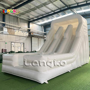 زحليقة هوائية بيضاء قابلة للنفخ للتأجير في الحفلات، منزل نطاط قابل للنفخ، زحليقة هوائية للمرح في الهواء الطلق مع نافخ هواء - Product Image 3