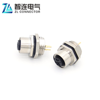 Conector Circular Industrial M12 de 5 Pines Macho para Montaje en Panel, IP67 Impermeable, para PCB