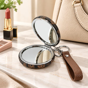 Mini Portable Double Sided Makeup Mirror Compact Keychain Wristlet Bear Print Round Cosmetic Mirror Cute <b>Gift</b> For Women - Product Image 2
