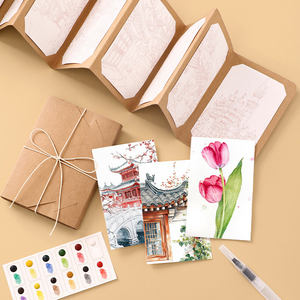 Personalizable colorido dibujo acuarela pintura órgano acordeón plegable página pintura arte conjunto con pincel DIY pintura conjunto - Product Image 3