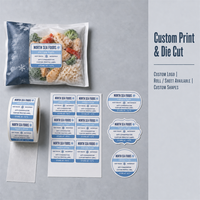 Étiquettes personnalisées anti-condensation avec code-barres - Autocollants adhésifs étanches à l'huile pour sachets de repas surgelés prêts à consommer (-18°C) et aliments pré-cuits
