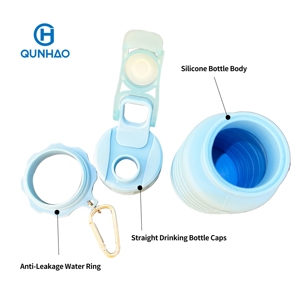 Bouteille d'eau de sport en silicone, produits les plus vendus, qualité alimentaire, 500 ml, bouteille d'eau de sport en silicone pliable pour l'extérieur - Product Image 3