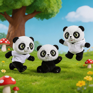 Peluche éducative super douce Panda pour la sensibilisation à la faune, animal en peluche représentant une espèce menacée, avec sweat à capuche en maille pour l'école, aide pédagogique pour - Product Image 2
