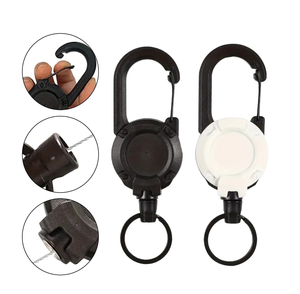 Llavero retráctil DF con mosquetón, soporte metálico para credencial con cordón, carrete táctico para exteriores, llavero antipérdida. - Product Image 3