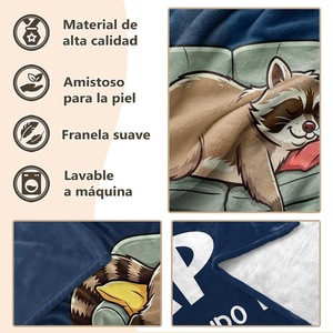 Gray Sloth Sleeping Branch Flannel <b>Blanket</b> Throw <b>Blanket</b> Nap <b>Blanket</b> Reversible Cozy <b>Warm</b> for Bed Sofa Couch Custom Print - Product Image 5