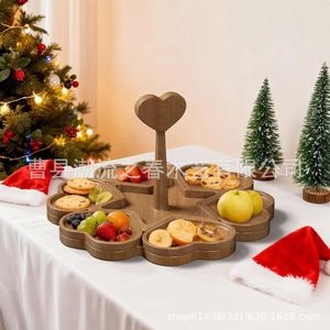 Creative wooden heart-shaped <b>tray</b> for fruit and nuts, solid wood puzzle, <b>snack</b> and cheese plate, fun deli and pastry plate - Product Image 1