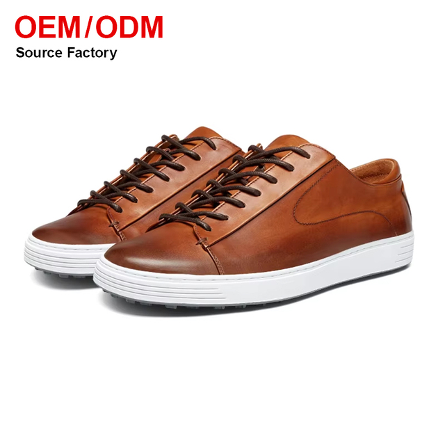 Factory Wholesale Custom High Quality Breathable Genuine Leather Lace up Mens Running Shoes Light Weight All Seasons Casual Shoe