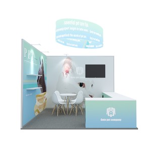 Cabina de feria comercial modular de aluminio personalizada de 10*10 pies con exhibición de pancarta de techo - Product Image 3