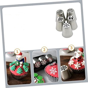 Christmas Piping Tips Set 5 Piece Stainless Steel Reusable Butter Piping <b>Cake</b> <b>Decorating</b> <b>Supplies</b> - Product Image 4