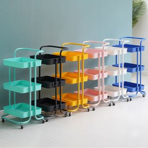 Chariot utilitaire à roulettes multifonctionnel à 3 niveaux avec grand espace de rangement et roues en métal, chariot de service pour la cuisine à domicile, chariot de rangement - Product Image 2