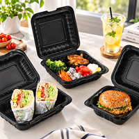 Contenants alimentaires MFPP avec couvercle à charnière 450ml 900ml 1000ml 1050ml, boîtes repas à emporter compatibles micro-ondes pour aliments chauds