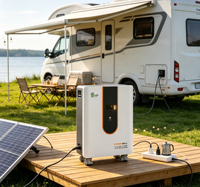 Batterie de stockage solaire domestique mobile sur roues 51,2 V 200 Ah 10,24 kWh LiFePO4, double, à montage sur rack, avec BMS intelligent, sur pied