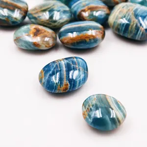Piedra preciosa natural rara de alta calidad para curación, artesanías populares, piedra de Palma de cristal de ágata de ónix azul
