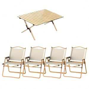 Conjunto de Mesa y Silla Plegable Portátil de Diseño Moderno para Exteriores, Muebles de Acero al Carbono para Jardín, Parque y Camping - Product Image 4