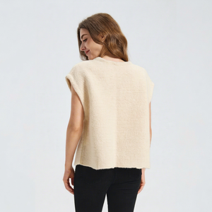 Cardigan en tricot côtelé à manches chauve-souris pour femme, col boutonné, couleur unie, pour l'automne, 100% cachemire, décontracté - Product Image 5