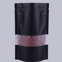 Sacs Doypack Mylar alimentaires personnalisés en aluminium mat noir avec impression par gravure, résistants à l'humidité et à fermeture éclair sécurisée