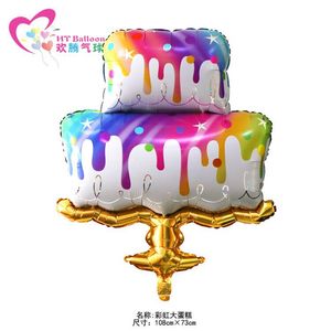 HT <b>Balloon</b> Rainbow Cake Foil <b>Balloon</b> 108cm X 73cm Birthday Party Decoration - Product Image 1