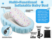 Matelas Gonflable de Voyage pour Enfants avec Côtés Surélevés, Design Portable, Motif Étoiles et Lune, Housse Amovible Lavable, Matériau PVC