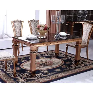 modern glass dining room furniture rectangle small family rose gold dining table with 6 chairs