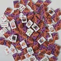Mahjong Akrilik Ganda Versi Q Kucing Halloween Portabel Ramah Lingkungan Mewah, 4 Pemain, Hadiah Liburan, Santai