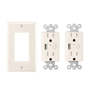 Ons Tr 110V 15Amp Draadloze Tuya Timer Google Alexa Wifi Smart Home Muur Stopcontact Met Usb Lader