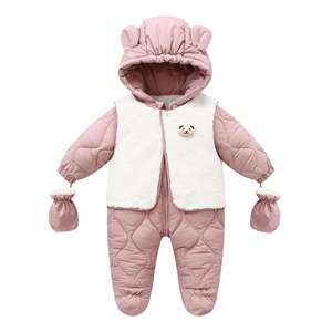 ชุดกันหิมะเด็กอ่อน ชุดจั๊มสูทเด็กอุ่นสำหรับฤดูหนาว ชุดรอมเปอร์เด็ก ผ้าฝ้ายบุใย ชุดสโนว์สูทแบบชิ้นเดียว - Product Image 4