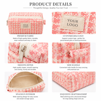Coloré coton dames trousse de maquillage voyage à la mode pour le stockage des articles de toilette fermeture éclair Logo personnalisé couleur bonbon sac de rangement cosmétique