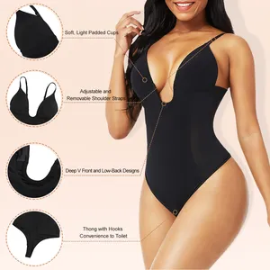 HEXIN Dropshipping Seamless Low Back Elegant Plus Size Wedding Wear Tummy Control Women Bodysuit Shapewear Body Shaper