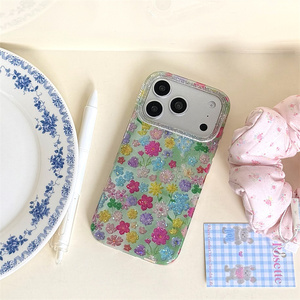 Funda de Teléfono con Diseño de Flores en Degradado Arcoíris para iPhone 17 16 15 14 Pro Max, Brillante, con Purpurina Dorada, Láser, Colorida, Trasera Decorativa para Chicas - Product Image 5