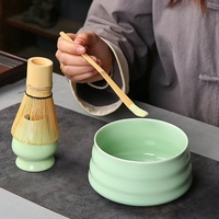 Nouvel ensemble de tasses à thé matcha japonais en céramique trois pièces pour hôtels, coffret cadeau avec brosse à matcha, bol à thé et fouet à thé