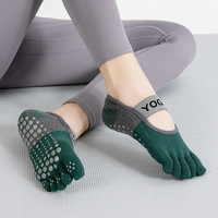 Best-seller Chaussettes de yoga pilates en coton antidérapantes avec logo personnalisé de haute qualité pour femmes, vente en gros de chaussettes à cinq doigts