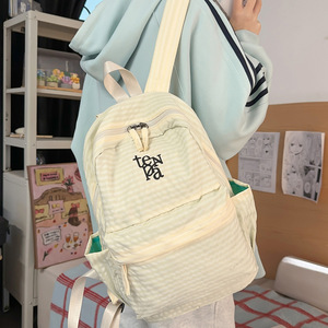 High-Appearance Checkered Nylon Zipper Closure Women's <b>Backpack</b> Stylish Large-Capacity Campus Fashion Travel <b>Backpack</b> for Couple - Product Image 2