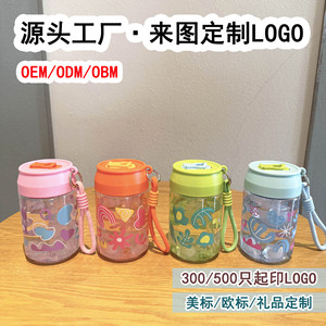 Plastic Beverage Cup 500ml With Rope Cartoon Pattern Water Cup General Use - Product Image 4