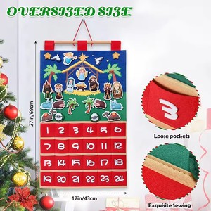 DIY Felt Christmas Tree Ornaments 24 Days Christmas Felt Countdown <b>Calendar</b> Hanging Xmas Felt Decorations - Product Image 3