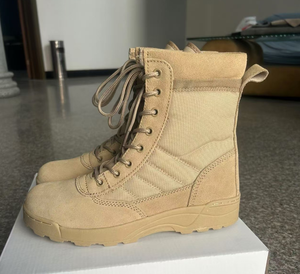 รองเท้าบูทหนังวัวกลับแบบดีเซิร์ท รุ่น TSB09 ไม่มีซิป สีแทน-ดำ รองเท้าคอมแบทแบบสั่งทำพิเศษ - Product Image 4