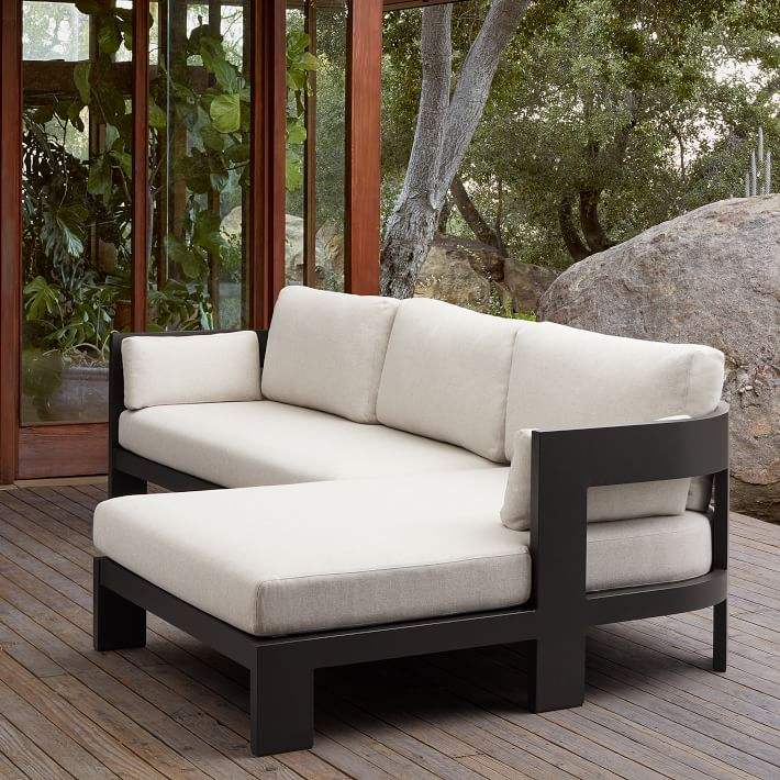 Garden set furniture all weather waterproof maintenance free metal aluminum outdoor chaise sofa