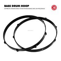 Beatello 22 Inch Drum Hoop 8 Hole Drum Circle 2 Piece Black Color Music Instrument Resin Bass Kick Drum Hoops