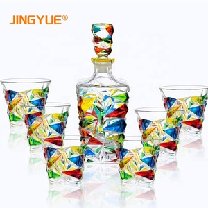 Decantador de whisky de cristal sin plomo pintado a mano de 850ml y 29oz, barra de boda antigua única para licor escocés transparente - Product Image 3