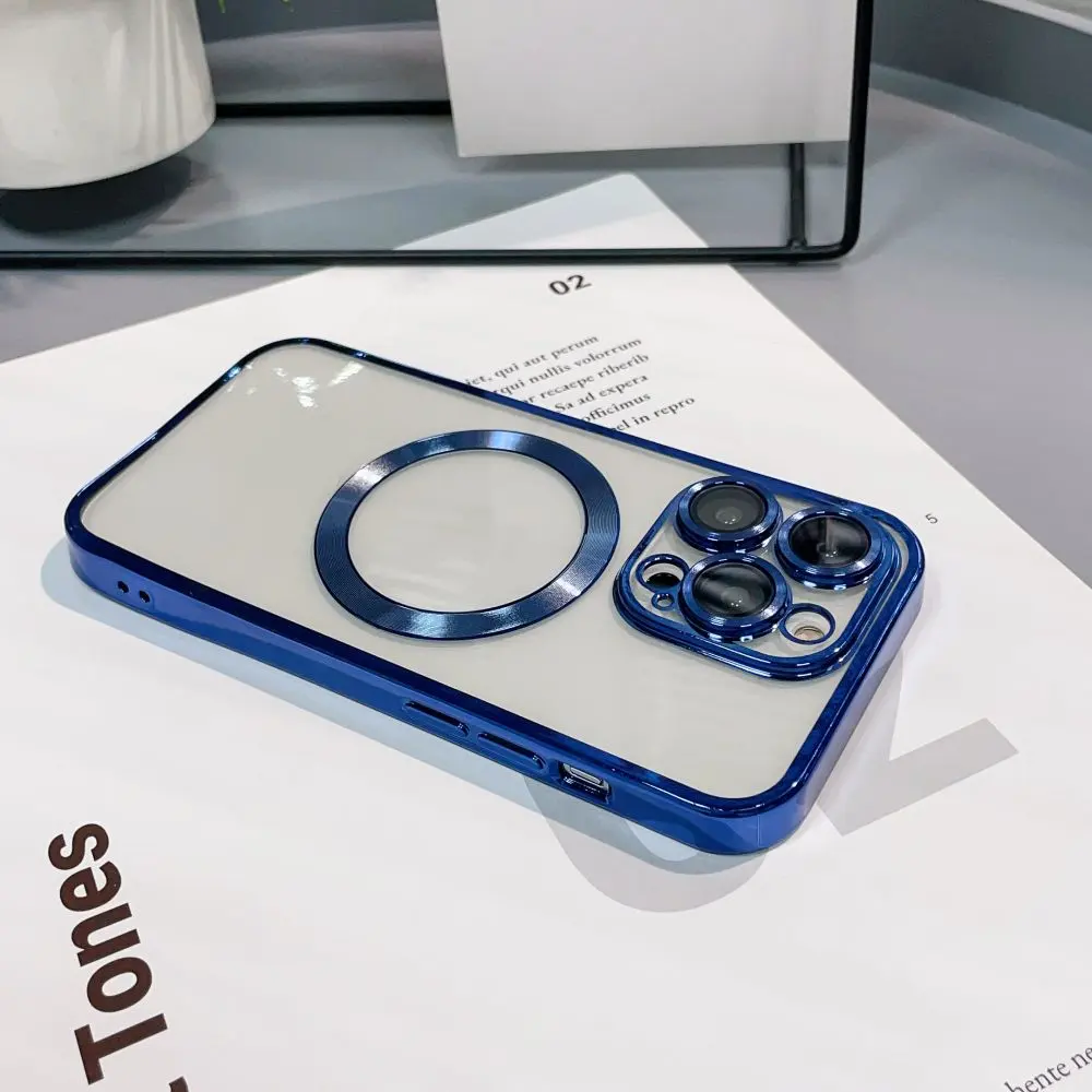 Couverture de téléphone de charge sans fil magnétique saiboro pour iPhone 15 16 pro coque de téléphone en tpu de luxe pour iPhone 14 13 12 11