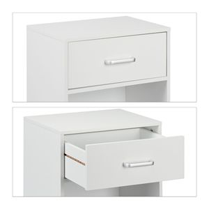 Modern <strong>White</strong> Nightstand with Drawer and Storage Shelf Minimalist <strong>Bedside</strong> <strong>Table</strong> Wooden Side <strong>Table</strong> for Bedroom Furniture Set - Product Image 4
