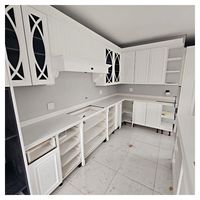Meuble de cuisine moderne Shaker en bois massif et placage de contreplaqué, avec crédence sous évier, écologique, personnalisable, design modulaire, pour appartement, en MDF