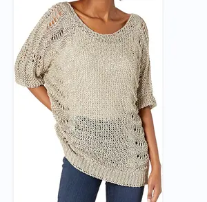 Temperament hollow out sunscreen knitted pullover