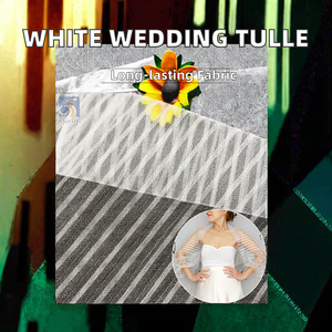Factory Direct 100% Polyester Premium <strong>Tulle</strong> White Striped Mesh Stretch Fabric for Wedding Dresses &amp; Garments Girls' Bags - Product Image 3