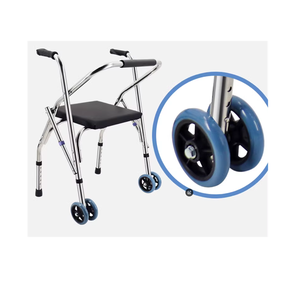 Déambulateur à roulettes avec siège en alliage d'aluminium de qualité médicale, capacité de 300 kg, hauteur réglable - Product Image 2